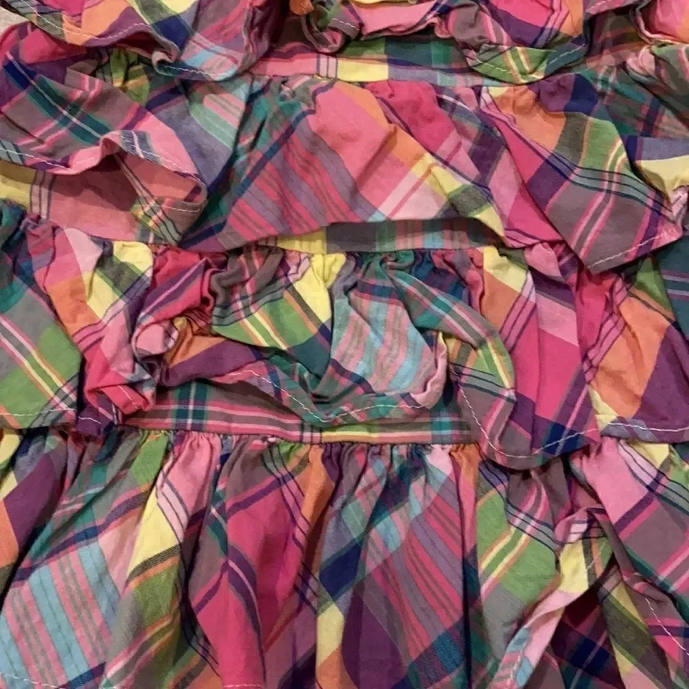Ralph Lauren Baby Colored Plaid Ruffled Dress